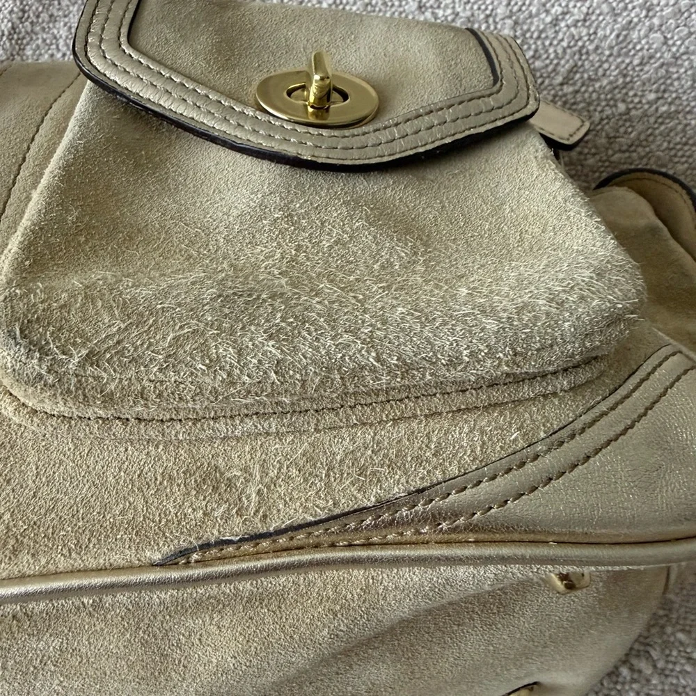 Vintage Coach Beige and Silver Suede Satchel - Picture 12 of 15